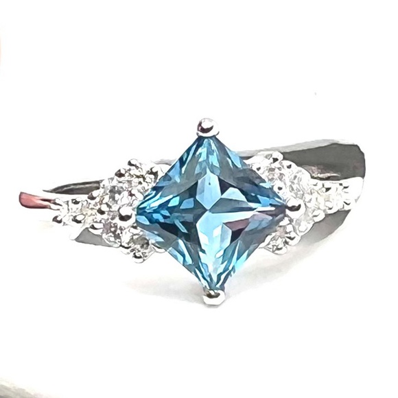 Handcrafted London Blue Topaz Ring Solid Sterling Silver , December birthstone - Picture 10 of 10